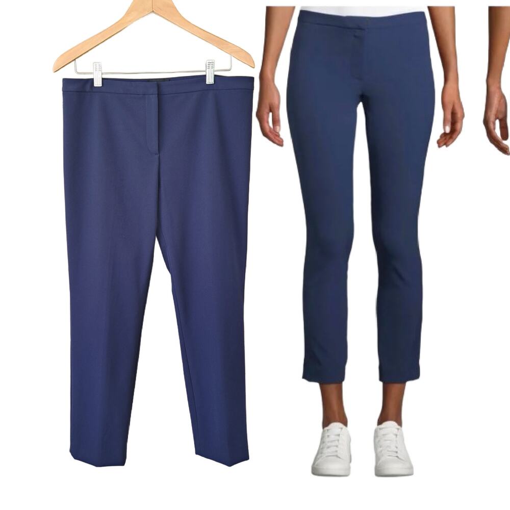 THEORY Classic Skinny Pant in Perform Tech Navy Blue Cropped Trousers Size 10